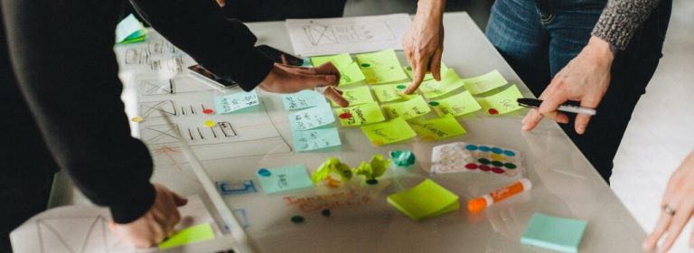 Industrial tools - brainstorming ideas on sticky notes.