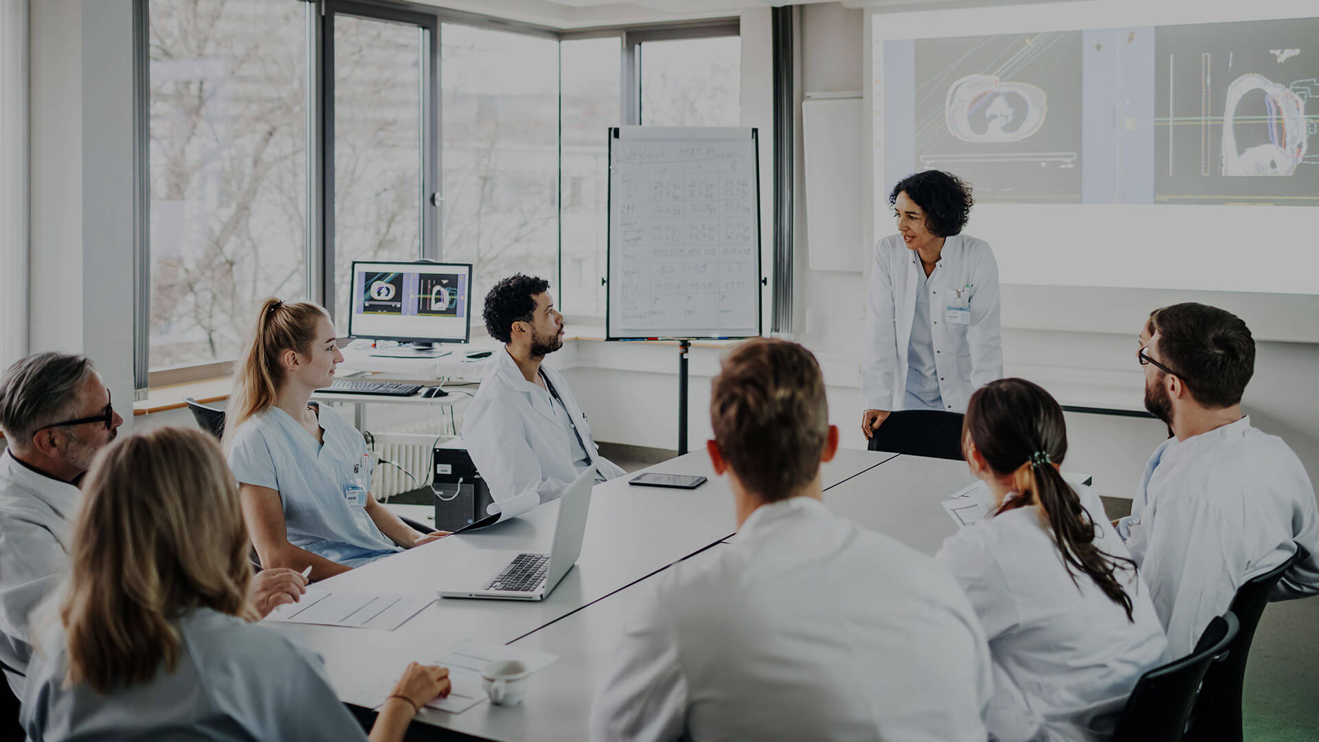 Doctors and nurses in a meeting room