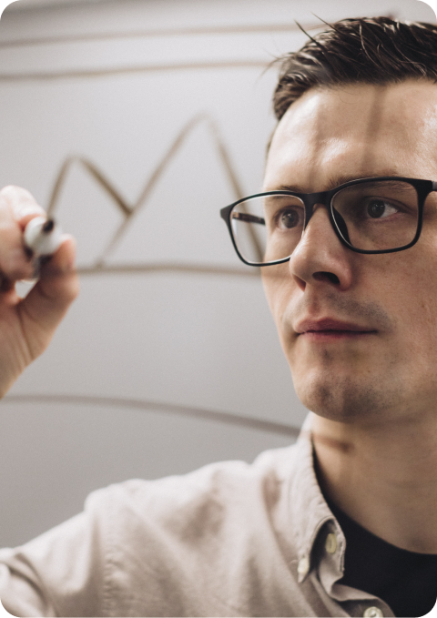 Nerd drawing on whiteboard